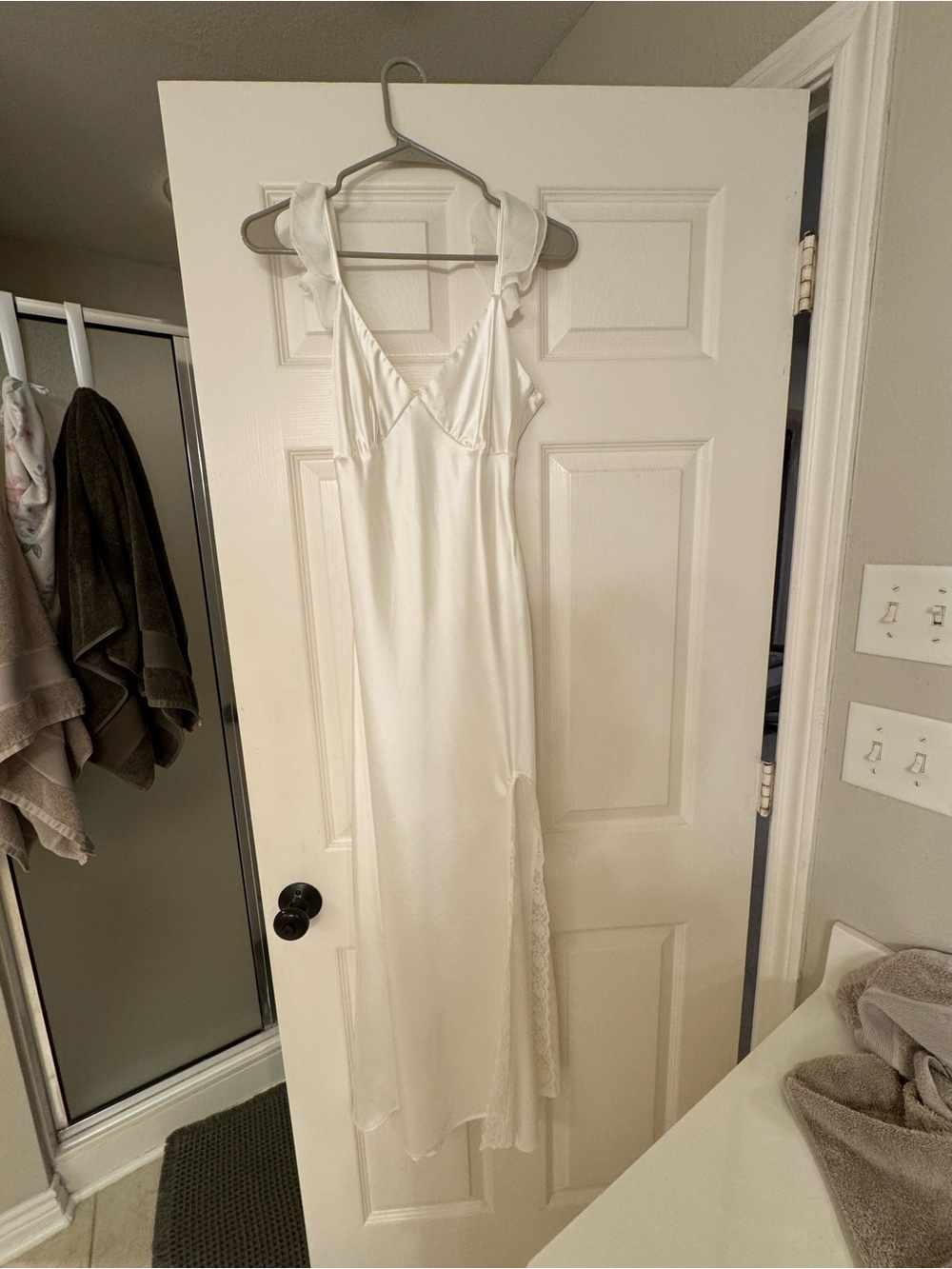 Women's White Satin Slip Dress